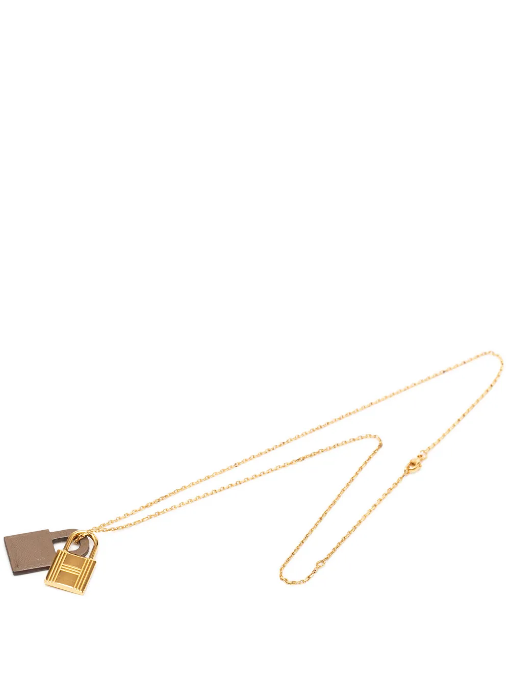 Pre-owned Hermes 2019 Gold Plated Swift O Kelly Pendant Necklace Costume Necklace In Brown