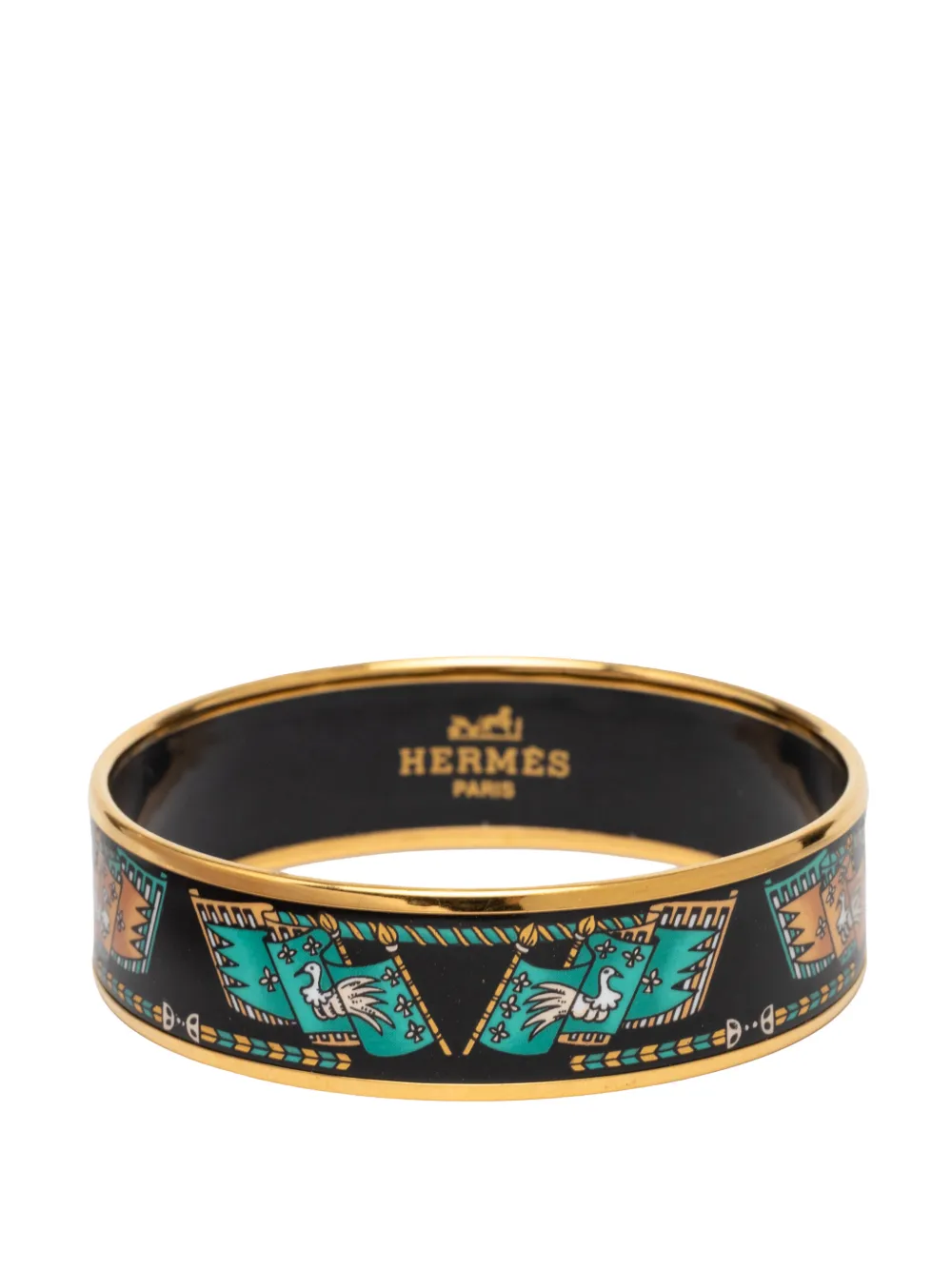 Hermès Pre-Owned 20th Century Wide Printed Enamel Bangle 65 costume bracelet - Blu