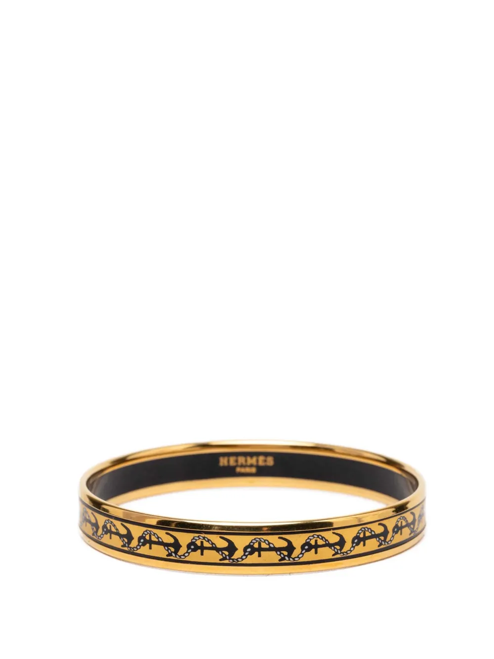 Hermès Pre-Owned 20th Century Narrow Anchor and Rope Enamel Bangle 65 costume bracelet - Giallo