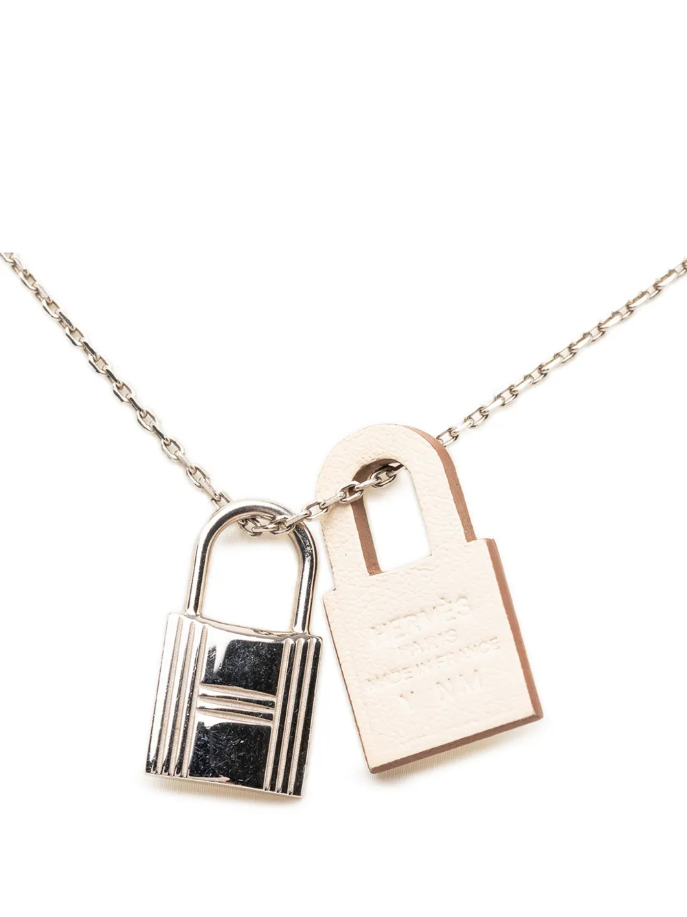 Hermès Pre-Owned 2020 Palladium Plated and Swift O Kelly Pendant Necklace costume necklace - Argento