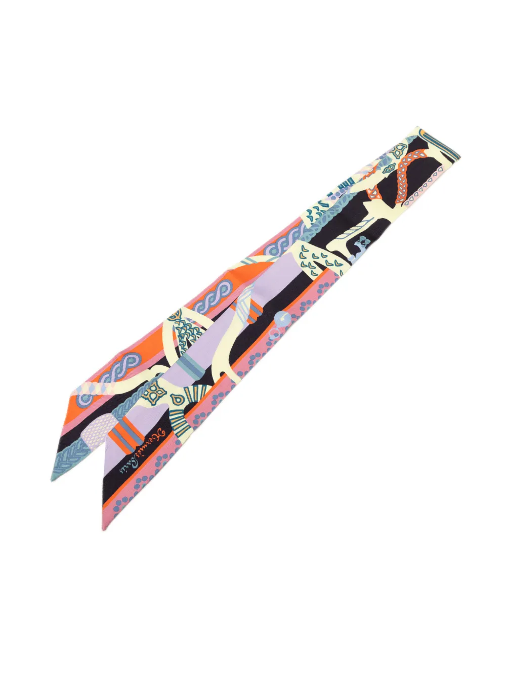 Hermès Pre-Owned 2020-2026 Fantaisie d Etriers Silk Twilly Scarf scarves - Blu