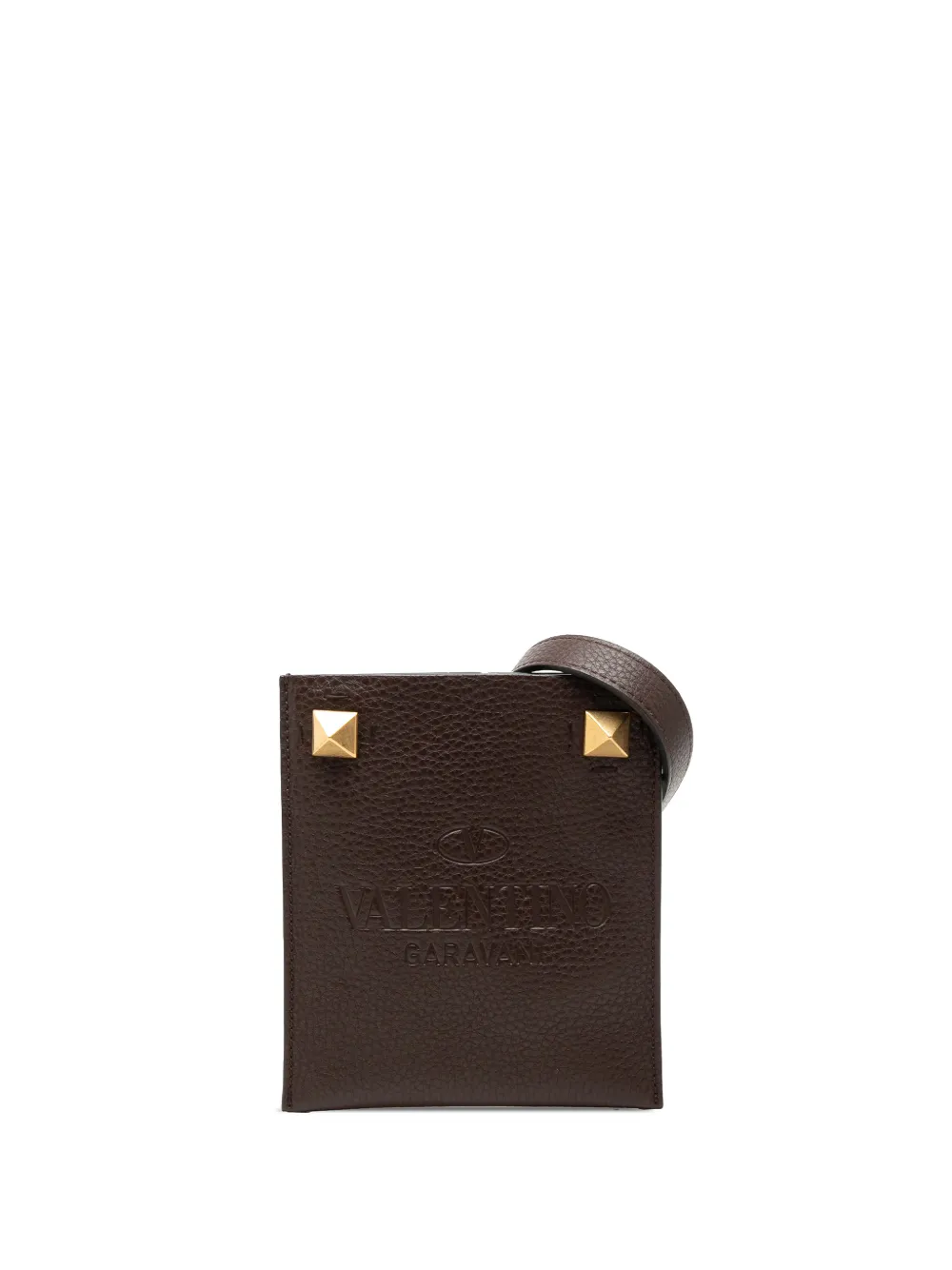 Valentino Garavani Pre-Owned 2018-2026 Mini Grained Calfskin Rockstud Identity crossbody bag - Marrone