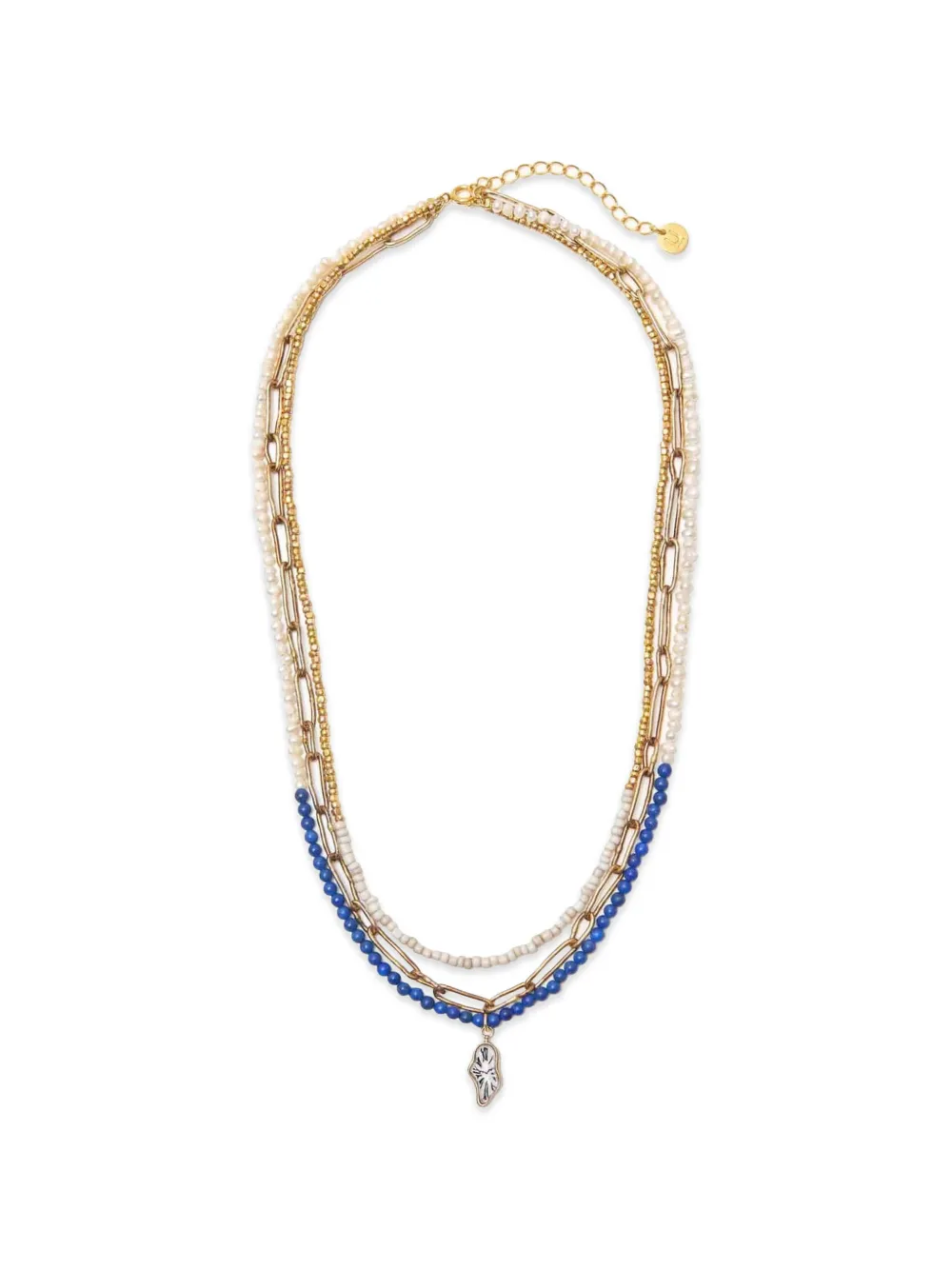 Undercover beaded clock-pendant necklace - Gold
