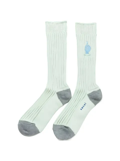 sacai ribbed-knit embroidered socks