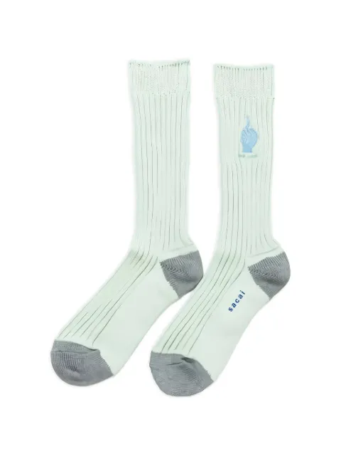 sacai ribbed-knit embroidered socks