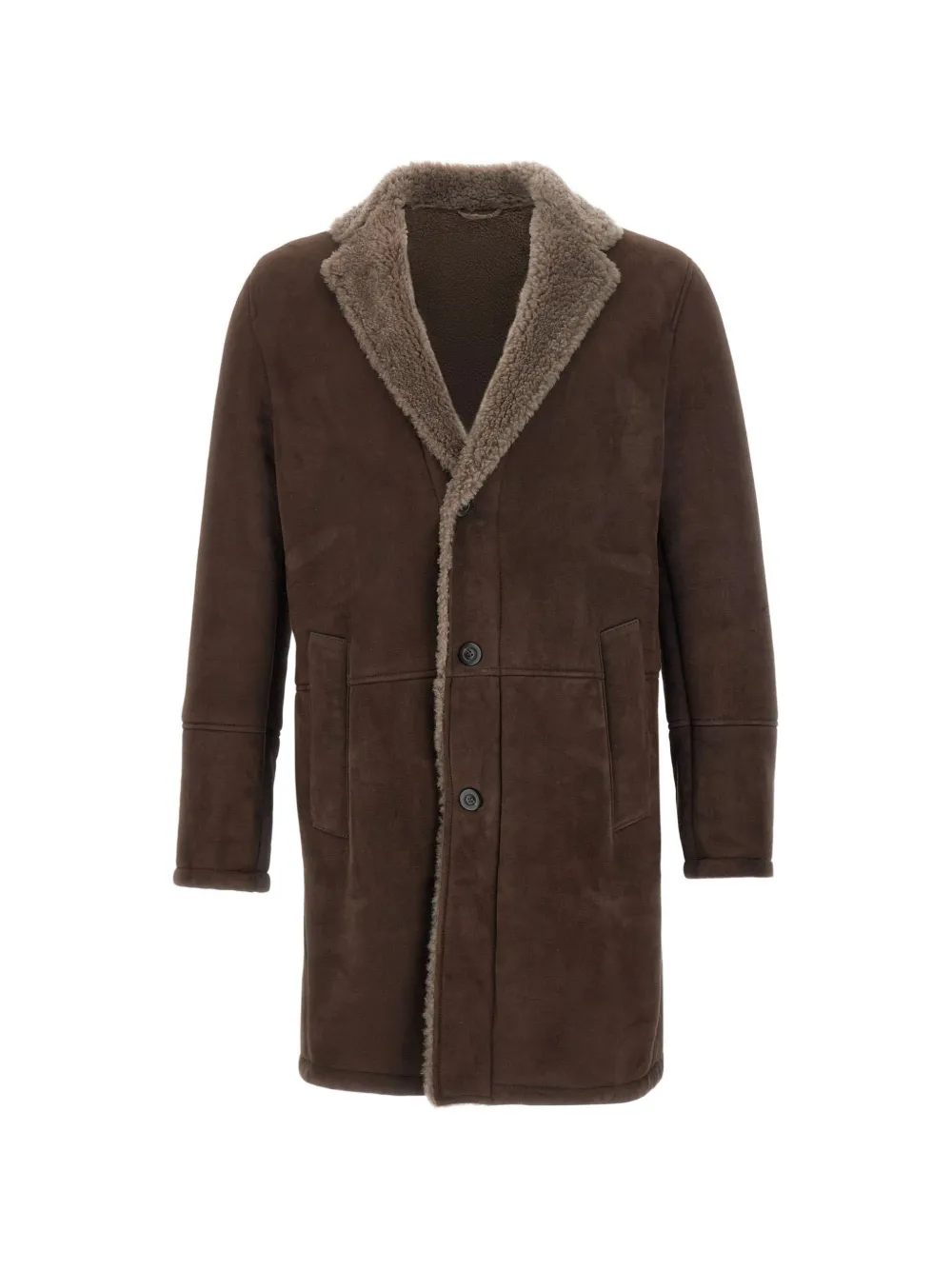 VOLFAGLI Ninfeo suede shearling-lined coat - Marrone