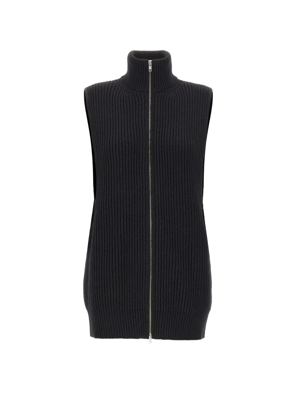 MM6 Maison Margiela ribbed-knit zip-up vest - Black
