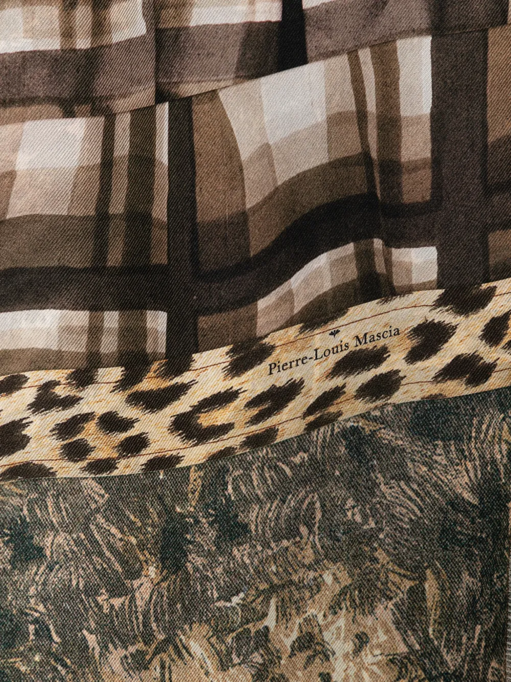 Pierre-Louis Mascia Geruite sjaal met luipaard-print Beige