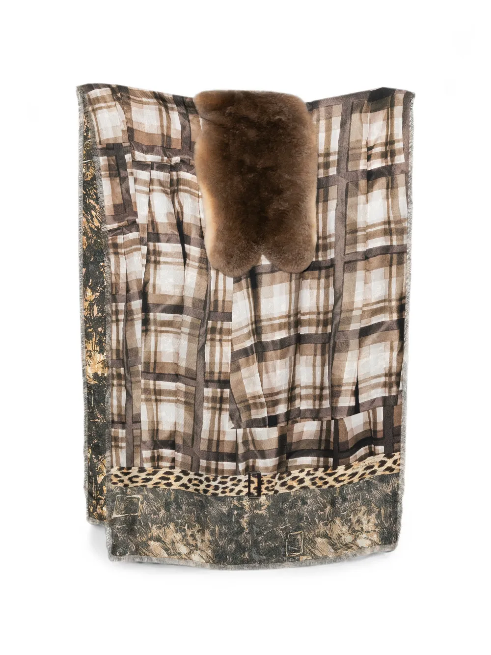 Pierre-Louis Mascia check leopard-print scarf - Toni neutri