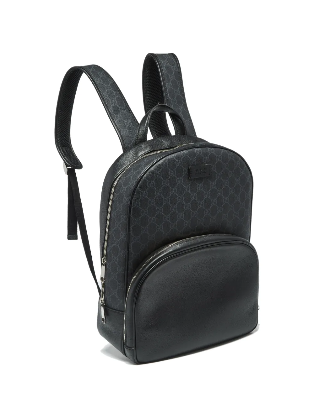 Gucci Pre-Owned medium GG Supreme and leather backpack - Nero