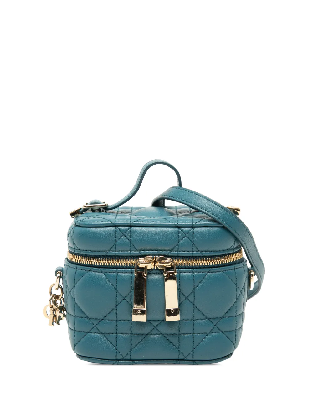 Christian Dior Pre-Owned 2010-2026 Micro Lambskin Cannage Lady Dior Vanity Case satchel - Blu