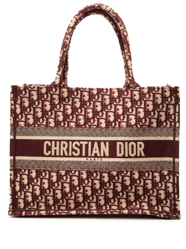 Dior Pre-owned 2019 Medium Oblique Embroidered Canvas Book Tote Bag
