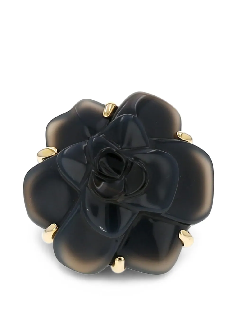 CHANEL Pre-Owned Anello Camelia con calcedonio anni 2000 - Oro