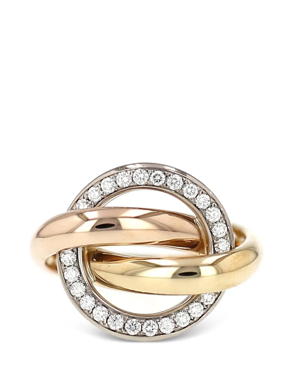 Cartier 2010s Trinity Crash Ring mit Diamanten - Gold