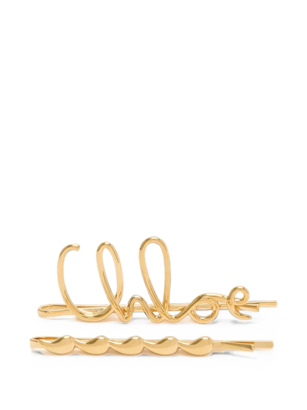 Chloé logo-plaque hair clips set (set of two) - Oro