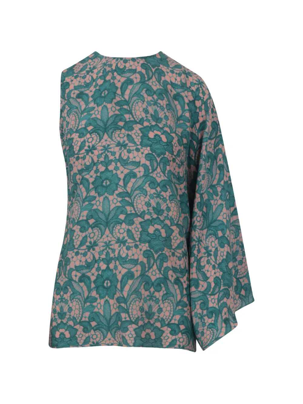 Gianluca Capannolo lace-print one-shoulder top - Verde