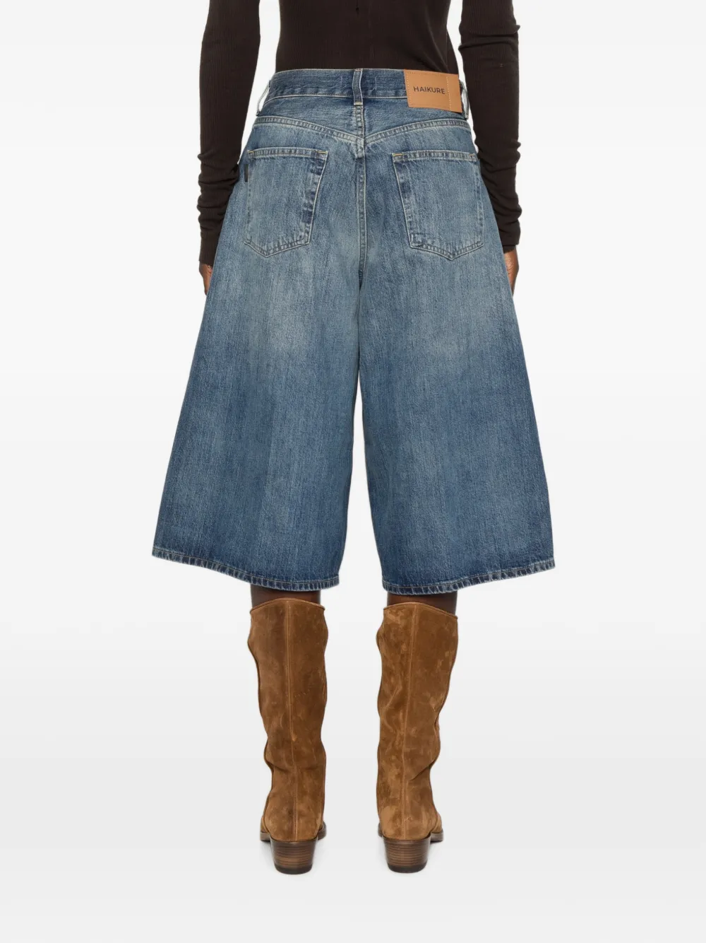 Haikure Legacy Short jeans met whiskerdetails en vlakken Blauw