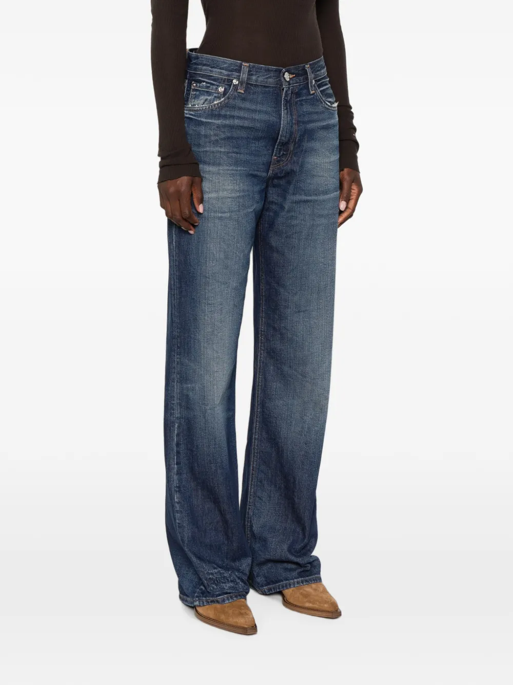 Haikure Korea high-waist straight jeans Blauw