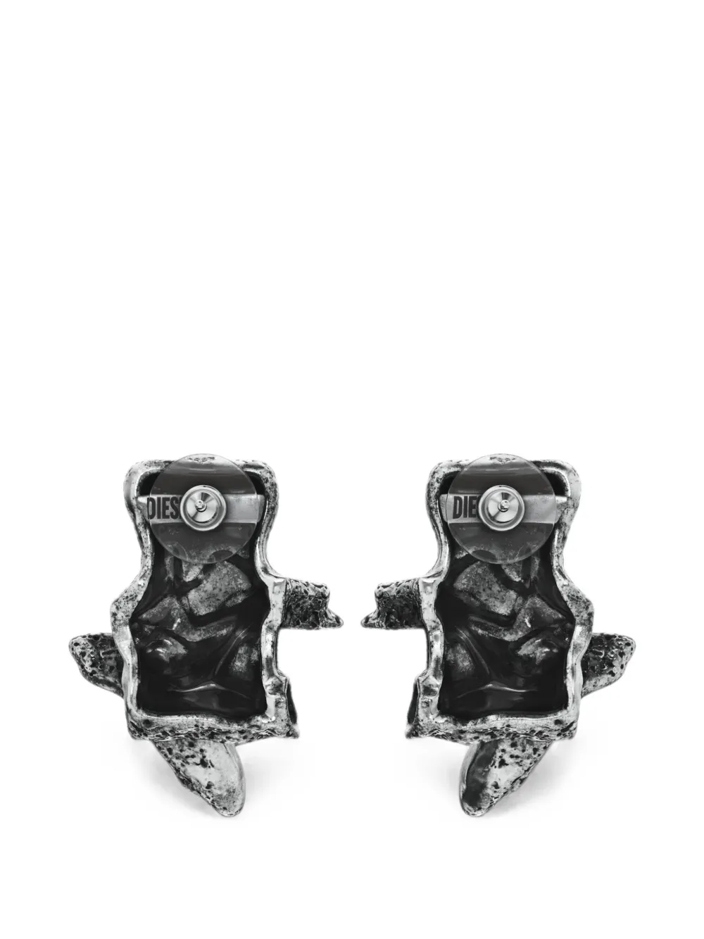 Diesel Silver-tone Stud Earrings In Silver