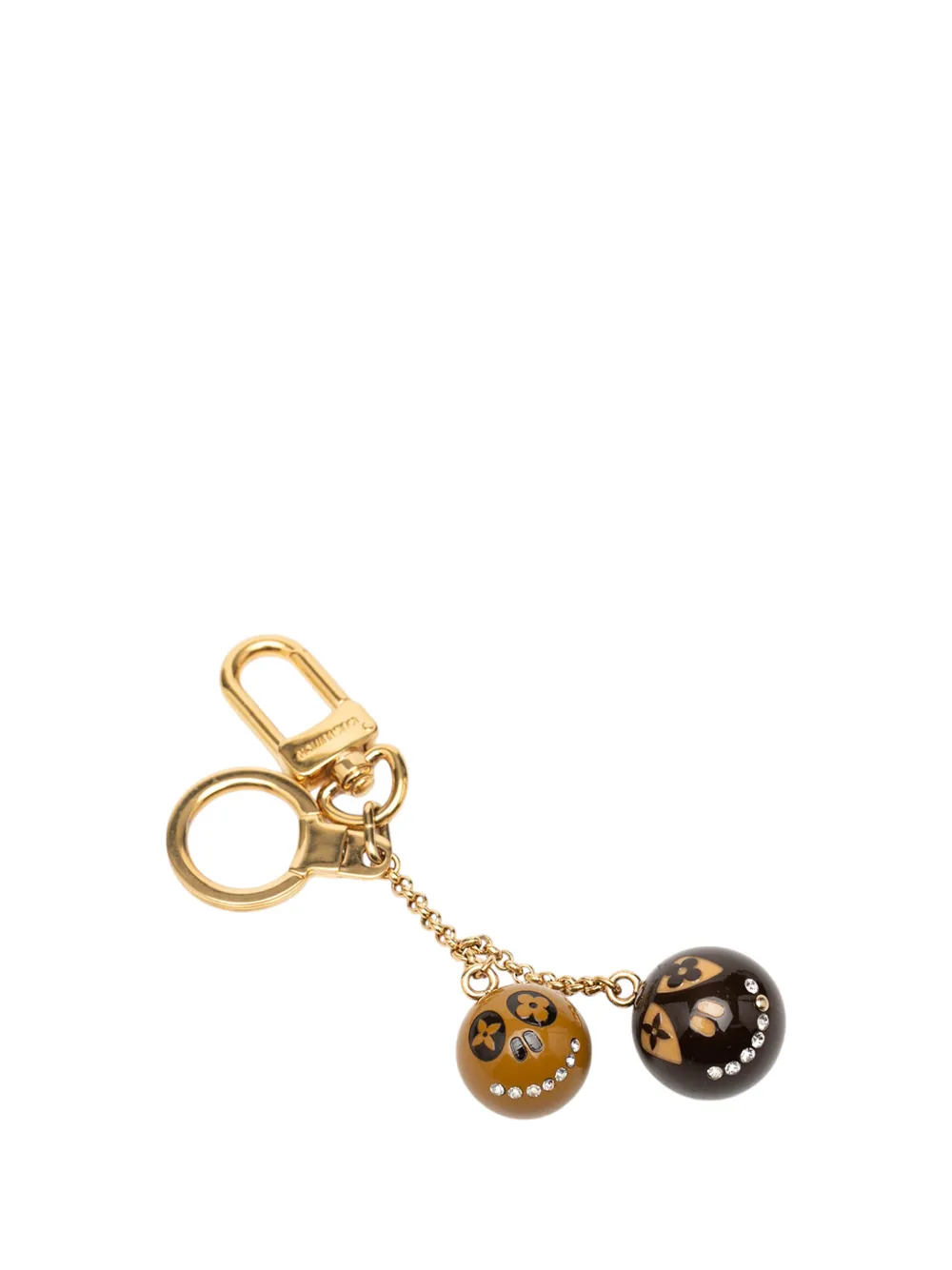 Louis Vuitton Pre-Owned 2006-2007 Gold Plated Strass and Resin Jack and Lucie Holder and Bag Charm key chain - Oro