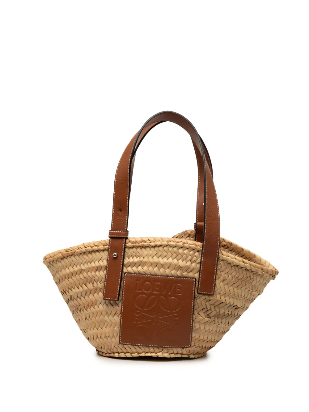 Loewe Pre-Owned 2019 Small Raffia Anagram Basket tote bag - Toni neutri