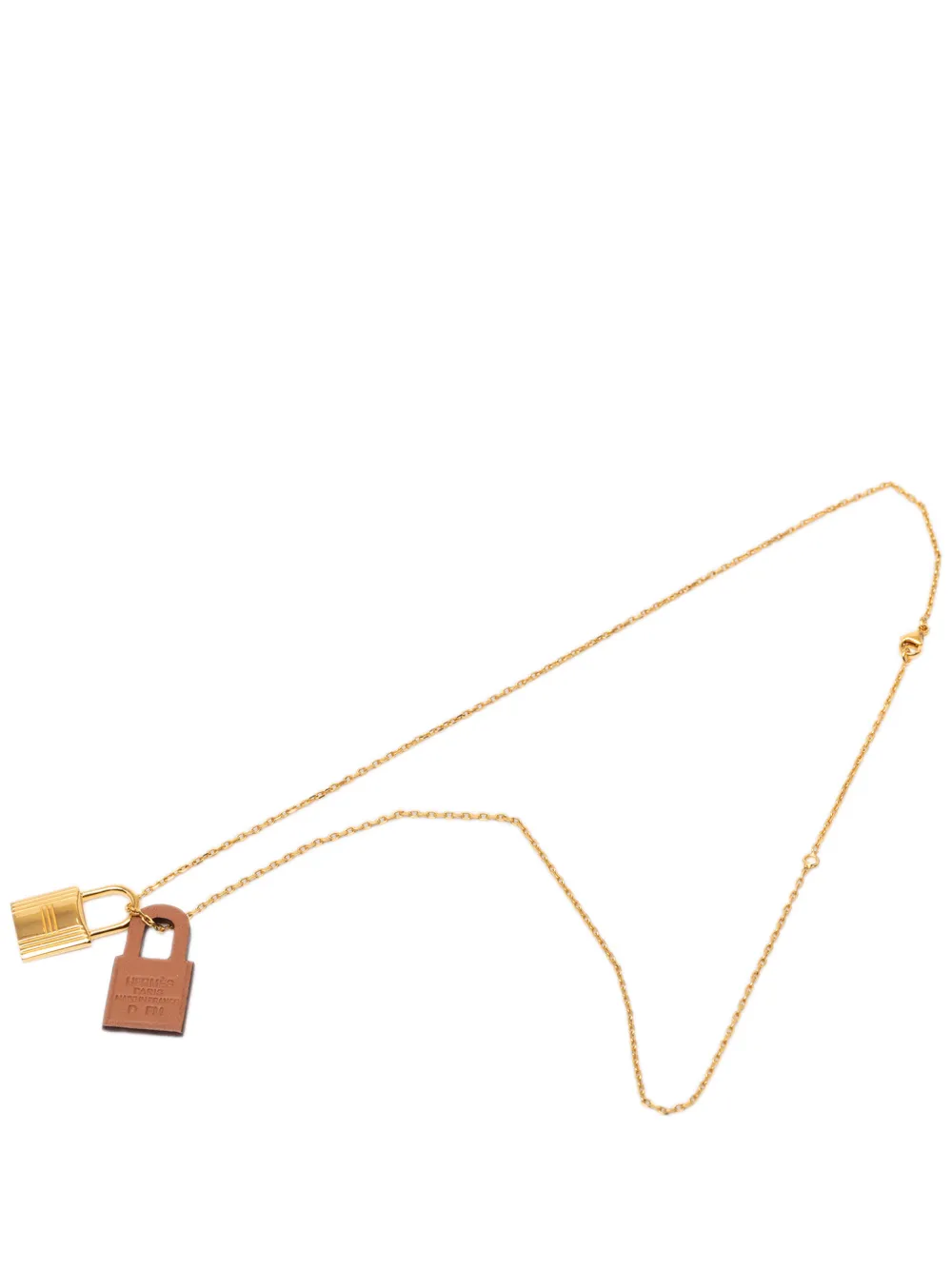 Hermès Pre-Owned 2019 Gold Plated and Swift O Kelly Pendant Necklace costume necklace - Oro