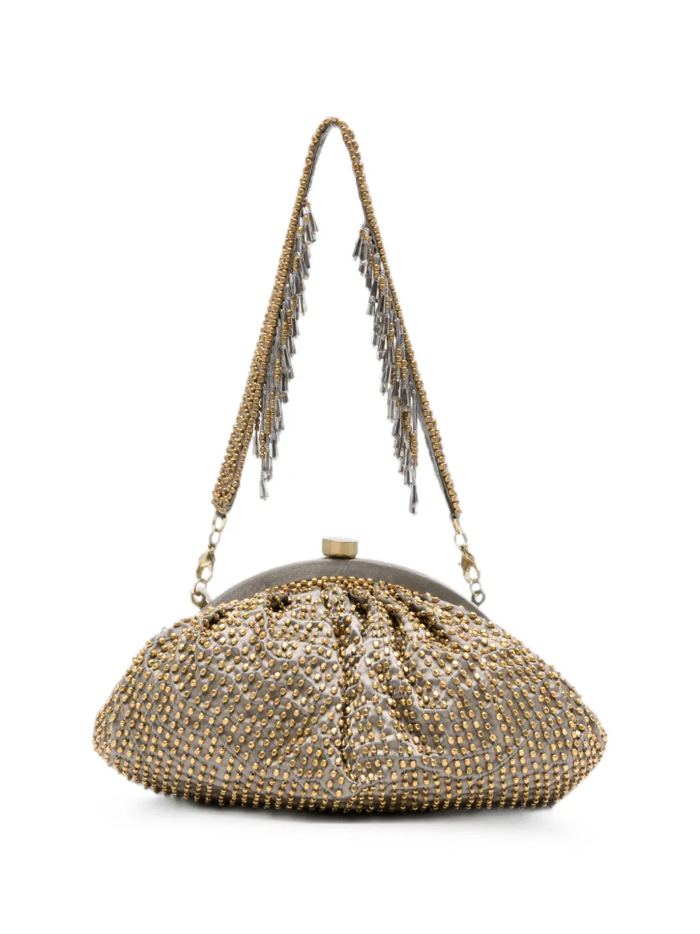 Slo_hand_made Bead-embellished Clutch Bag In Gold