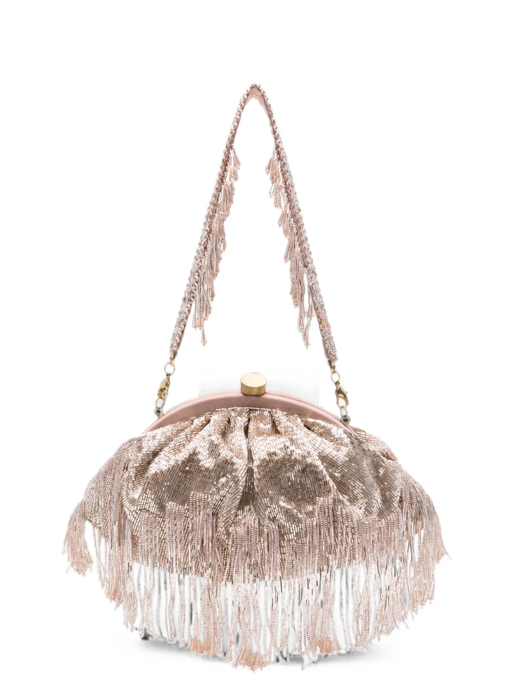 Slo_hand_made Firante Soft Fringed Clutch Bag In Pink