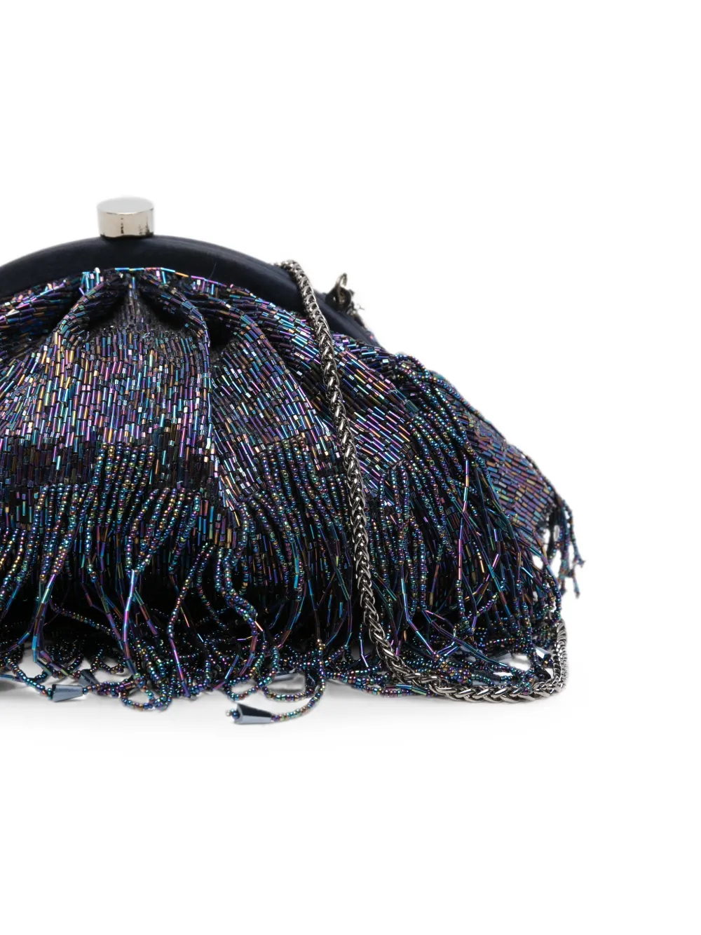 SLO_HAND_MADE Firante clutch met franje Blauw