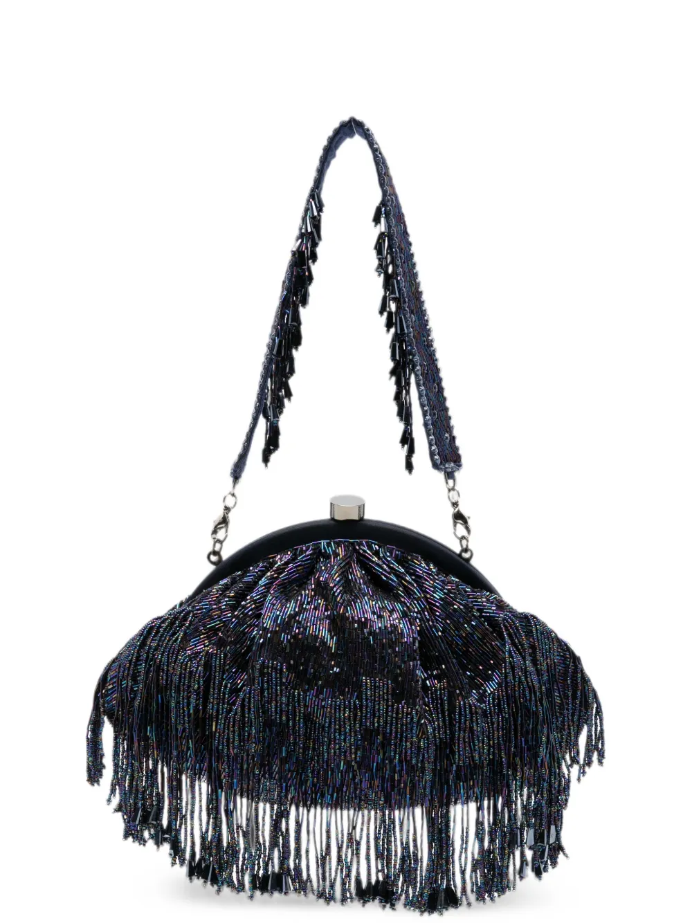 Slo_hand_made Firante Fringe-trimmed Clutch Bag In Blue
