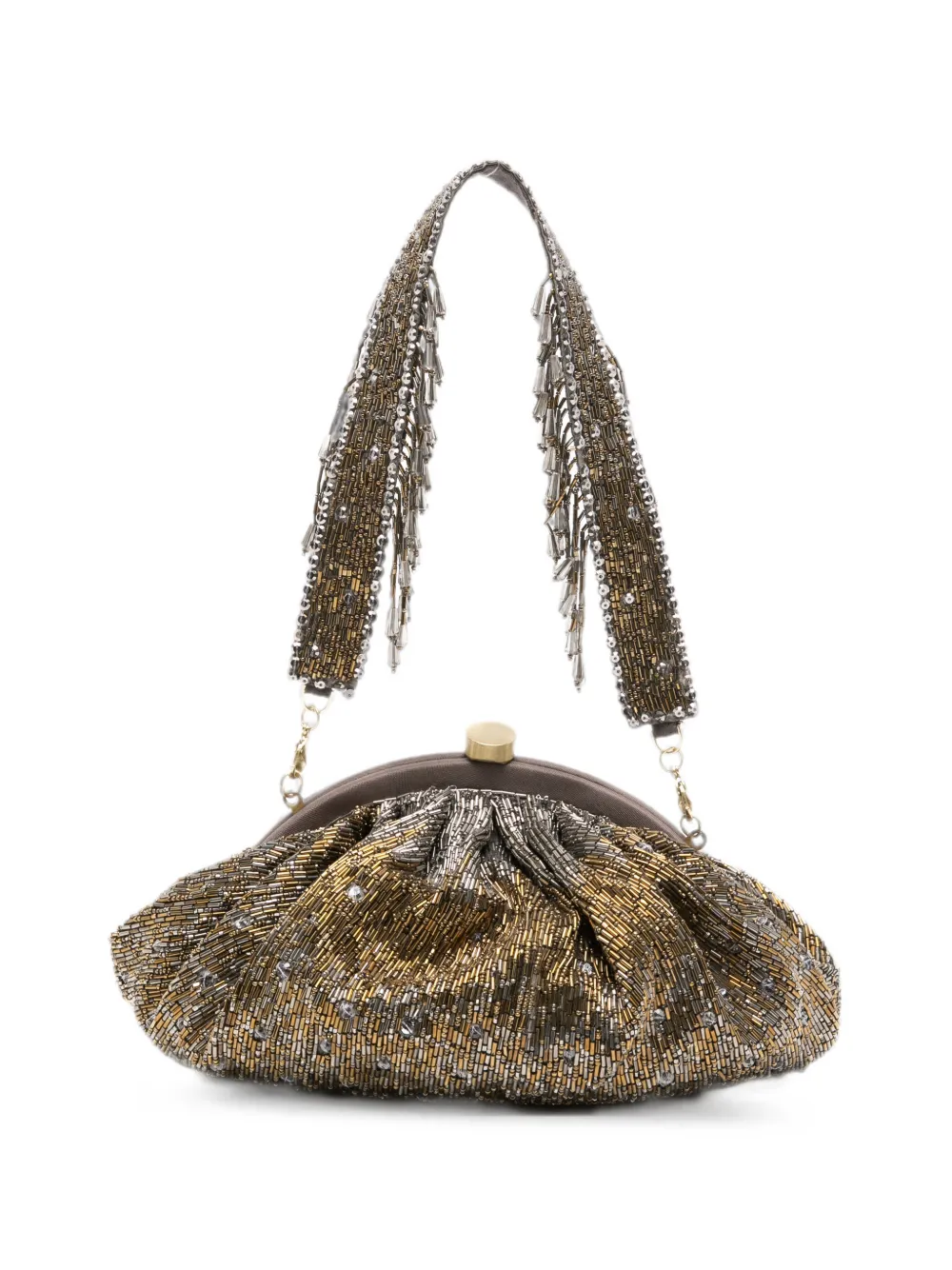 Slo_hand_made Beaded Clutch Bag In Brown