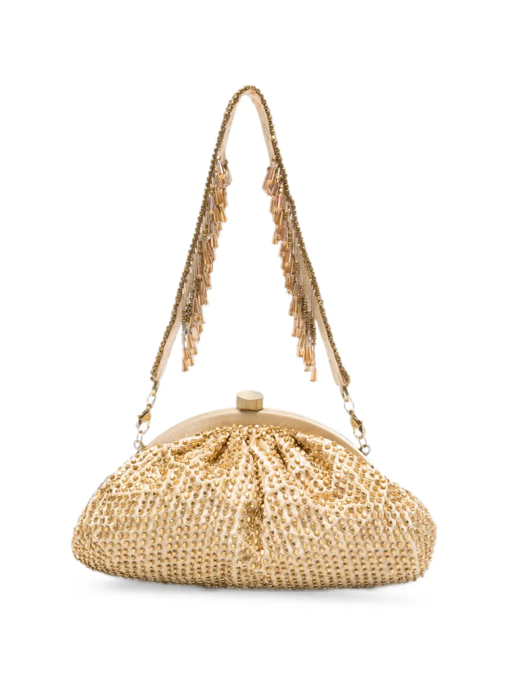 Slo_hand_made Bead-embellished Clutch Bag In Gold