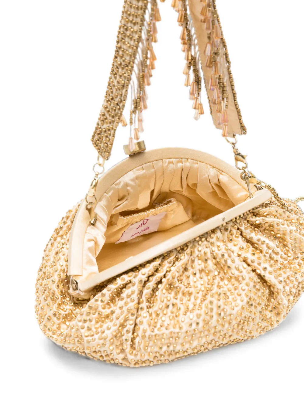 SLO_HAND_MADE Clutch verfraaid met kralen Goud