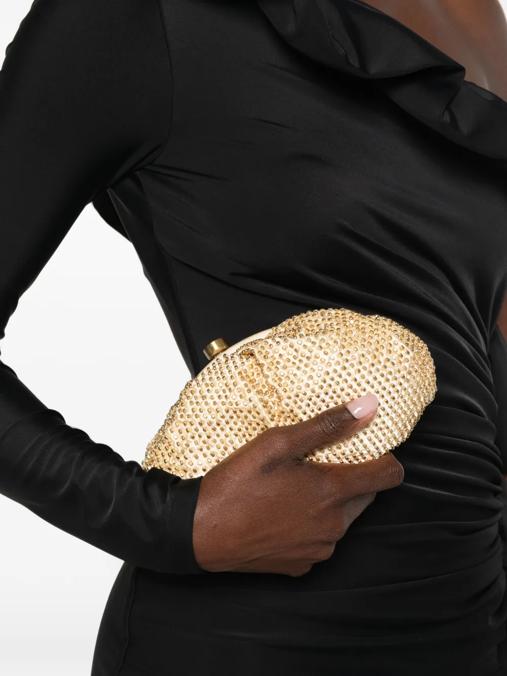 SLO_HAND_MADE Clutch verfraaid met kralen Goud