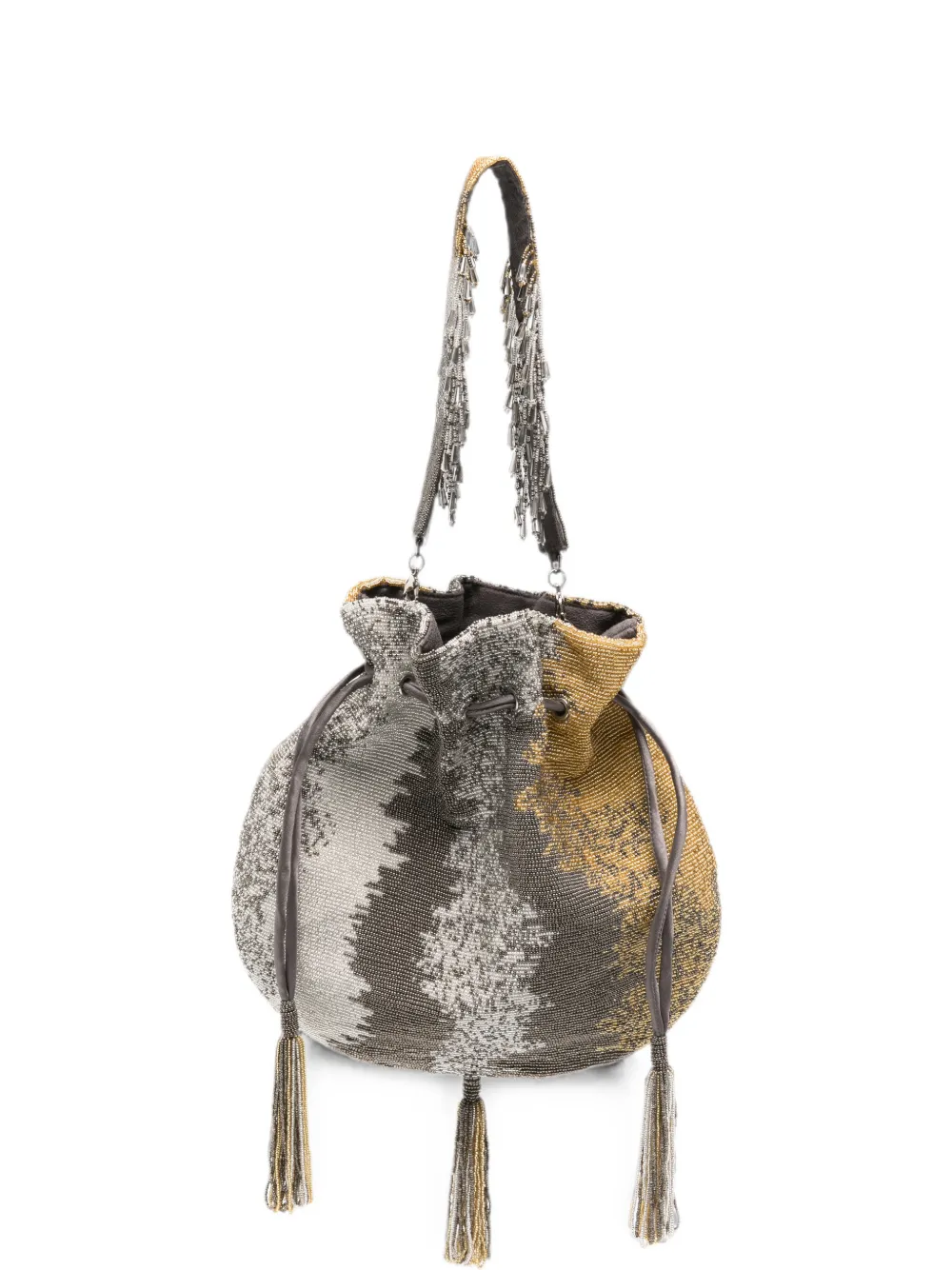 Slo_hand_made Bead-embellished Bucket Bag In White