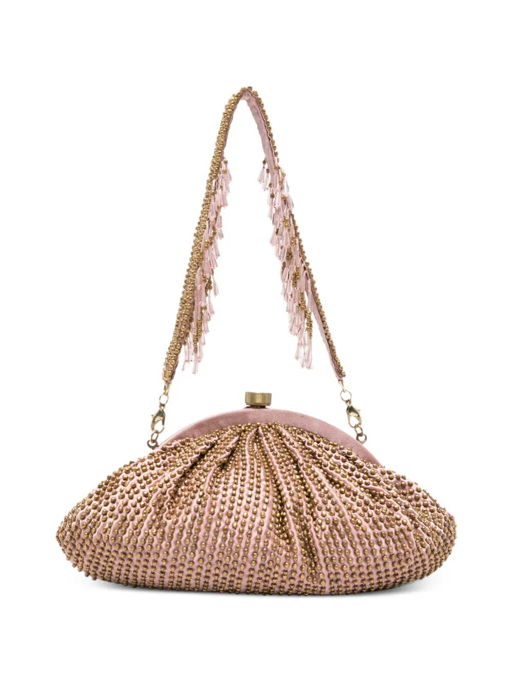 SLO_HAND_MADE beaded-embellished clutch bag - Rosa