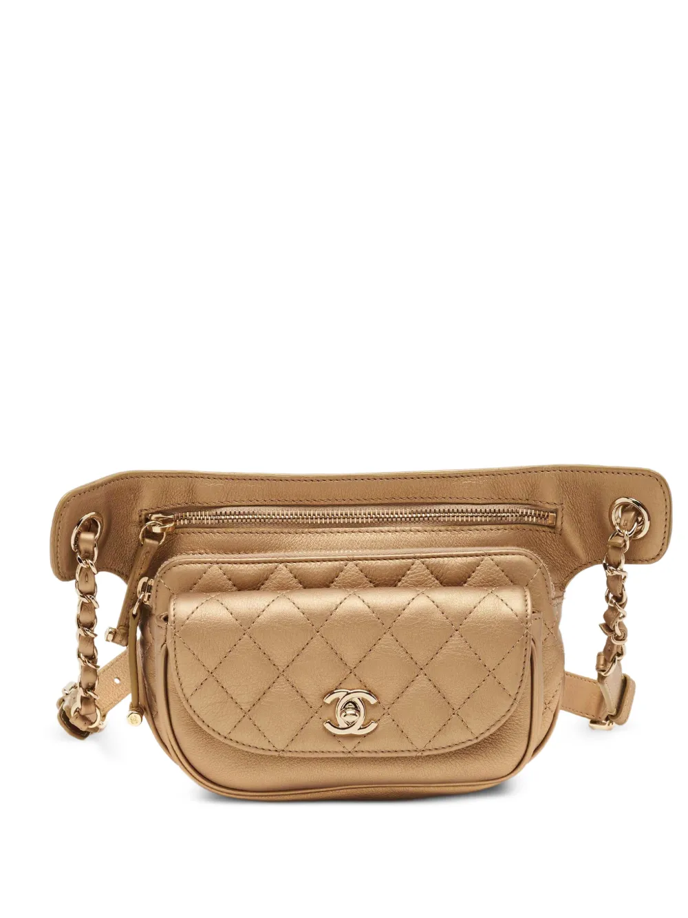 CHANEL Pre-Owned 2019-2020 turn-lock quilted belt bag - Oro