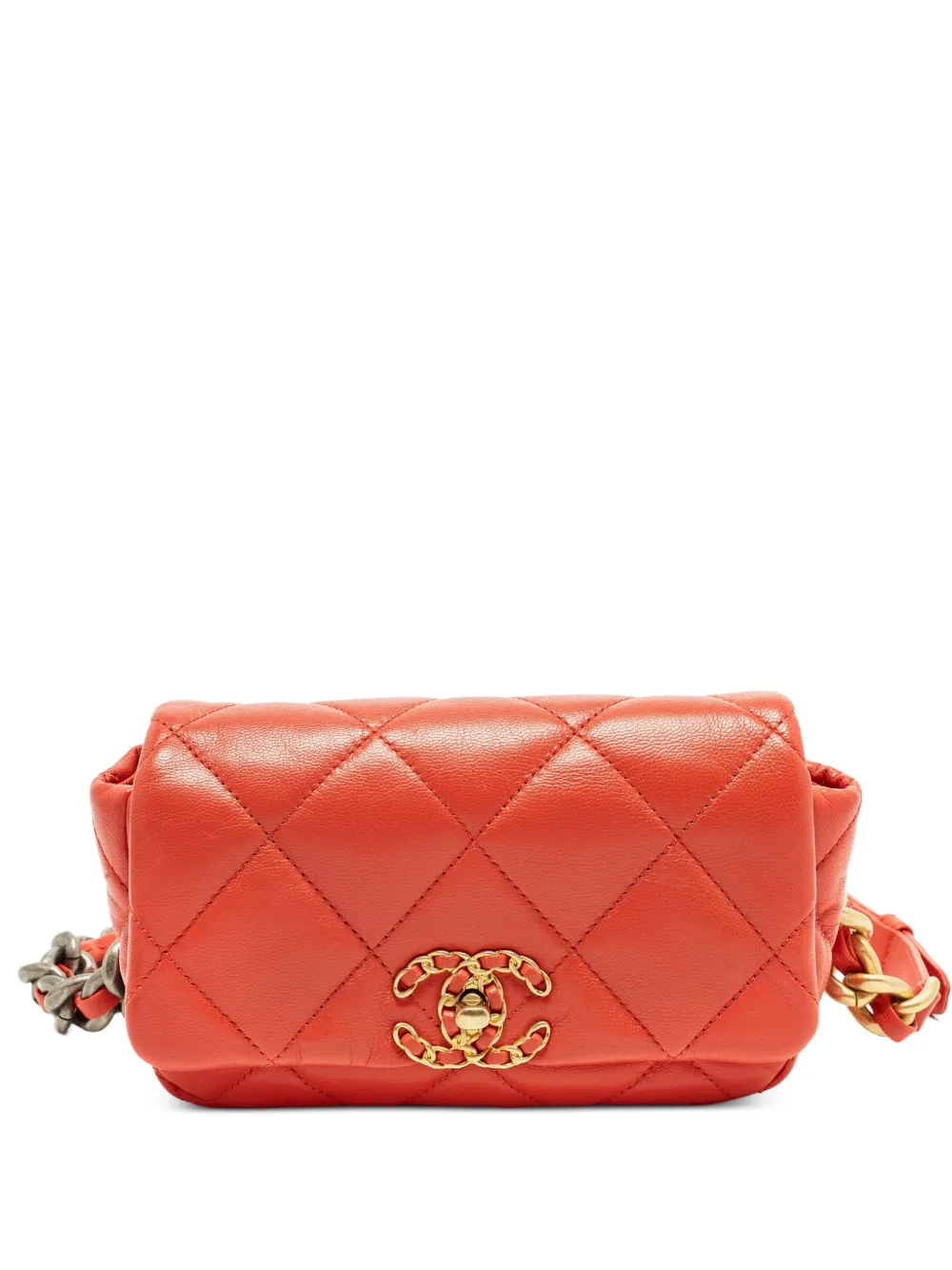 CHANEL Pre-Owned 19 quilted leather belt bag - Rosso