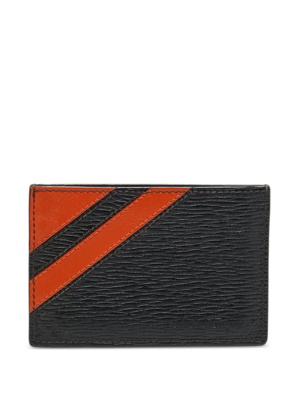 Ferragamo Pre-Owned diagonal-stripe card holder - Marrone