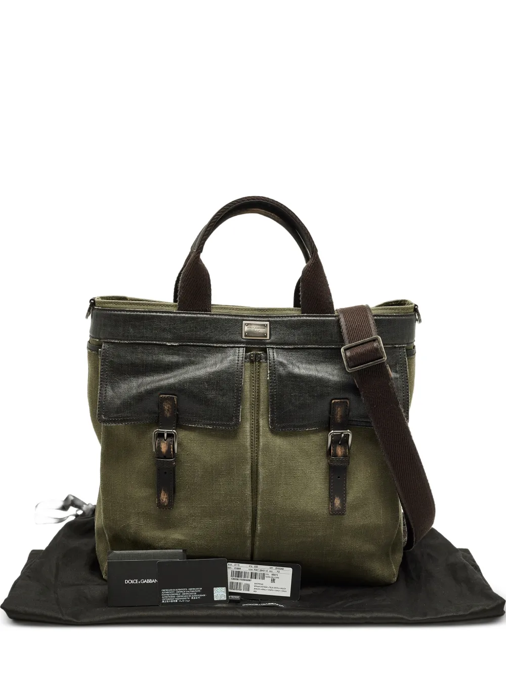 Dolce & Gabbana Pre-Owned distressed-finish canvas tote bag - Grün
