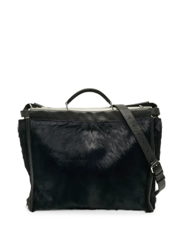 Fendi ピーカブービジネスバッグ ブラック Fendi Pre-Owned 2015 ピーカブー カーフヘアー ビジネスバッグ