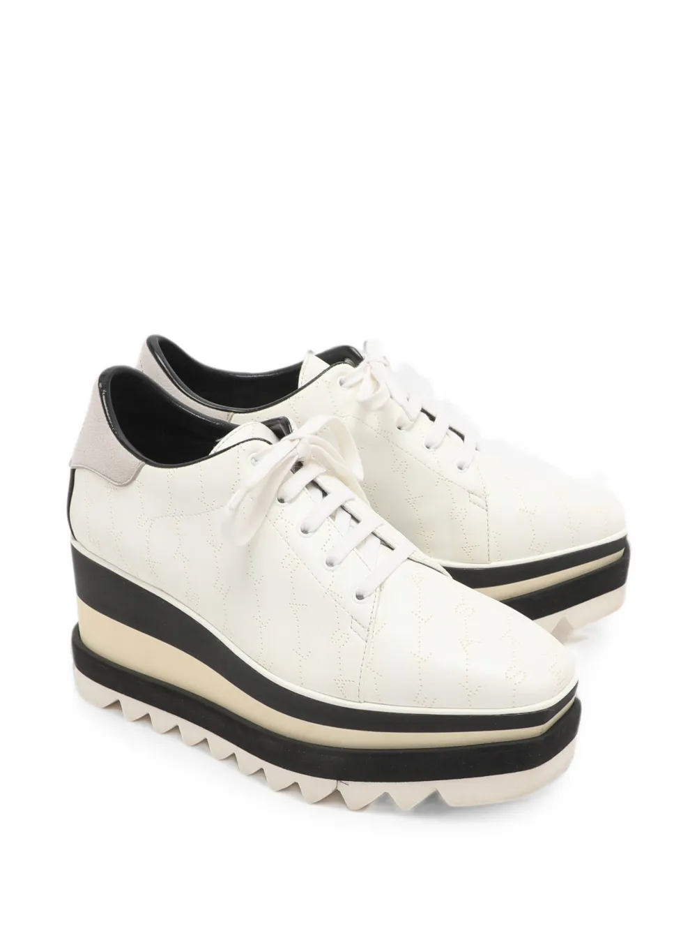 Stella McCartney Pre-Owned Elyse logo-perforated derby shoes - Bianco