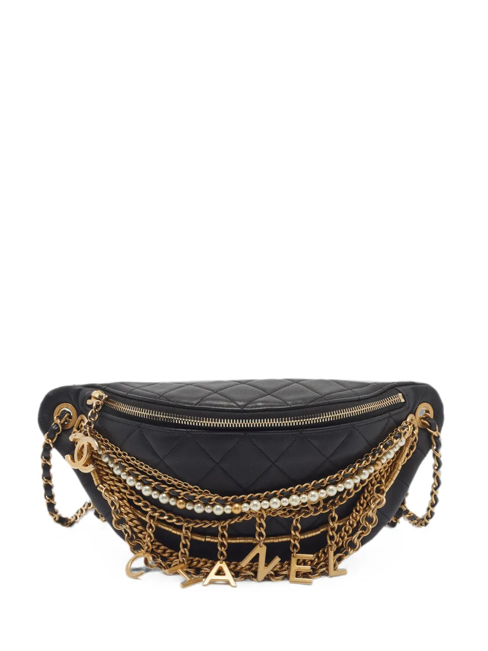 Pre-owned Chanel 2019 All About Chains Belt Bag In Black