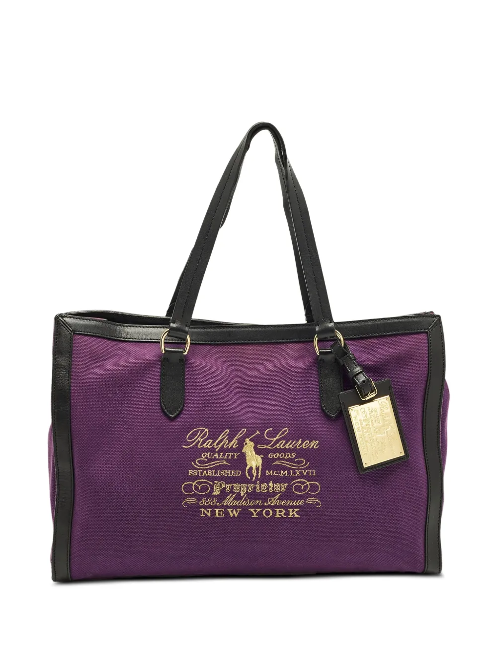 Ralph Lauren Vintage leather-trim tote bag - Purple