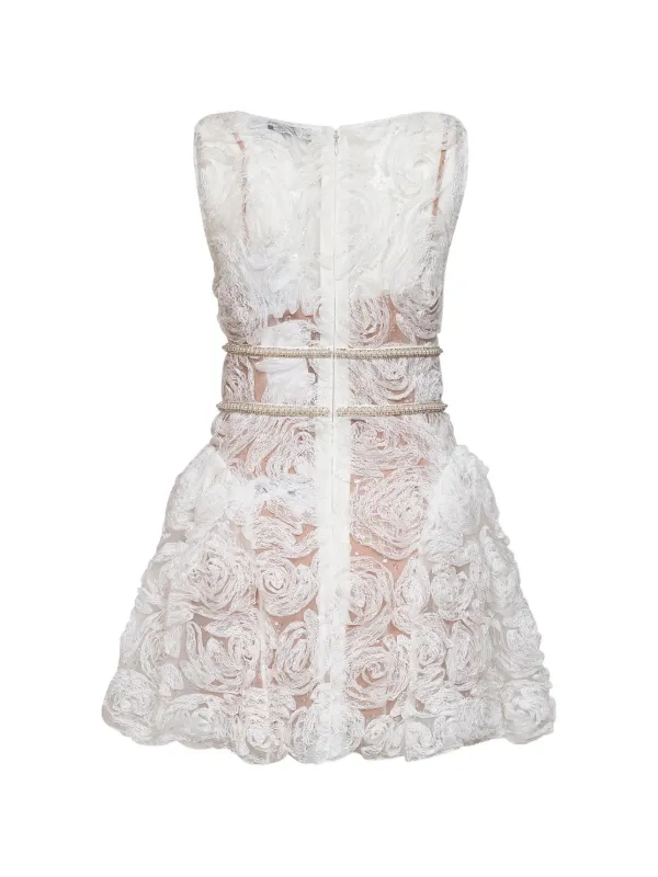 self portrait embroidered lace dress Rose Lace Peplum Mini Dress