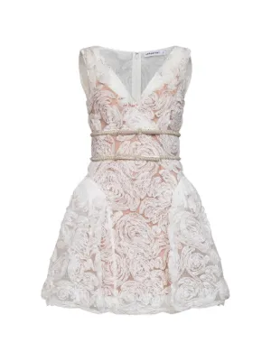 self portrait embroidered frill mini dress Self Portrait Embroidered ruffle mini dress