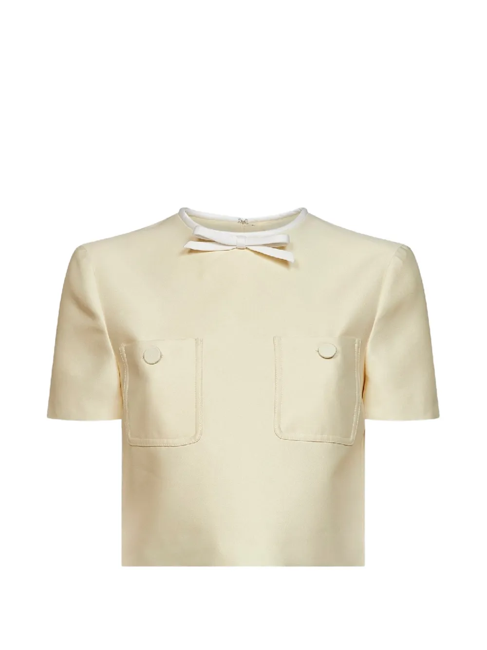 Self-Portrait bow-detail cropped top - Giallo