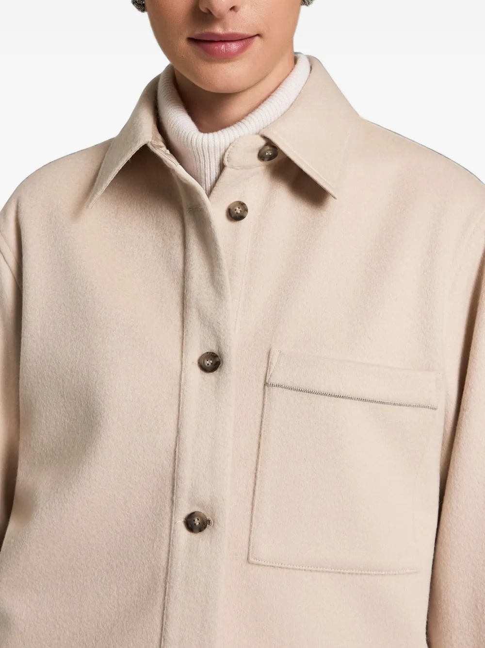 Peserico Button-up jack met borstzak Beige
