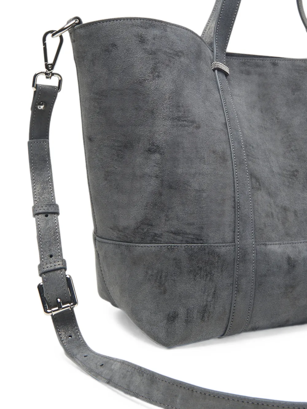 Peserico Suède shopper met kralen afwerking Grijs