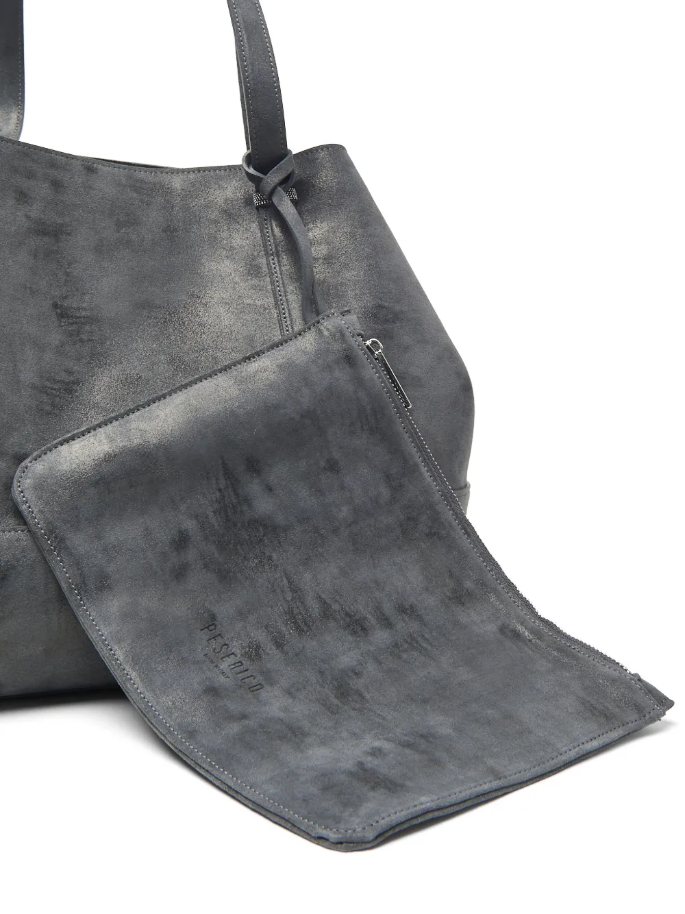 Peserico Suède shopper met kralen afwerking Grijs